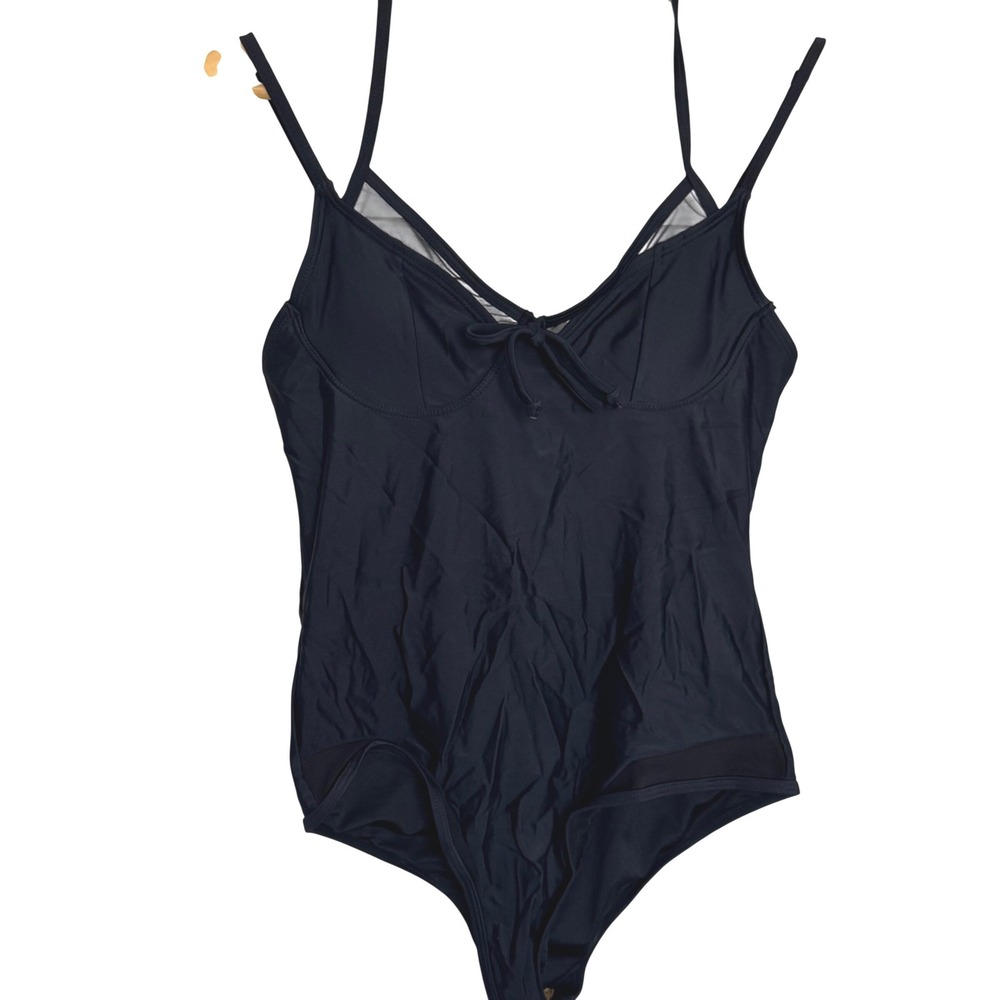 Beachsissi One Piece Swimsuit Black Mesh‎ Detail Adjustable Straps NWT Size M